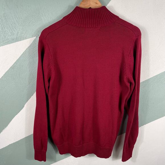 US Polo Assn Men SZ S Red 1/4 Zip Mock Neck Cotton Pullover Long Sleeves Sweater - Picture 11 of 11